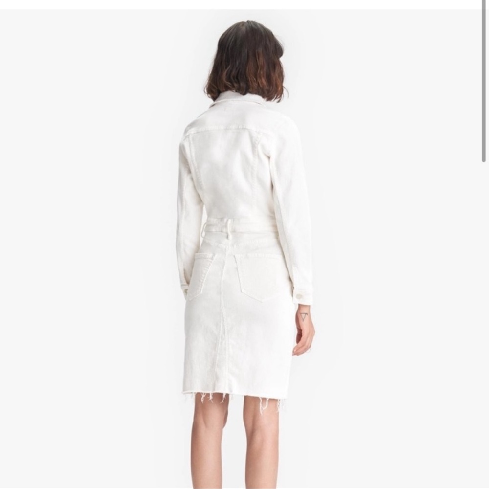 Mother The Cover Up Knee Fray denim dress. Size XS. Color Cream Puff. - Picture 2 of 5